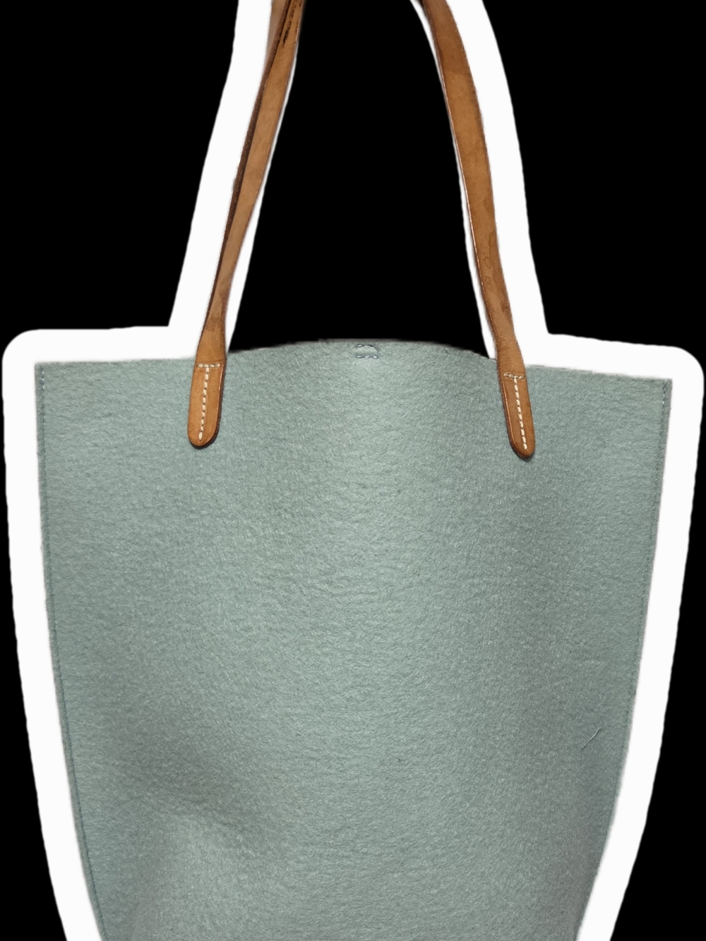 Everyday Mint Green Felt Tote with Tan Leather Straps